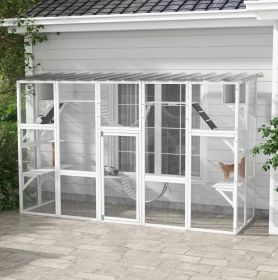 Catio Playground Cat Window Box Outside Enclosure, Wooden Outdoor Cat House with Weather Protection Roof for Multiple Kitties Catio Playground Cat Window Box Outside Enclosure, Wooden Outdoor Cat House with Weather Protection Roof for Multiple Kitties