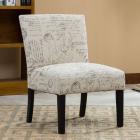 Botticelli English Letter Print Fabric Armless Contemporary Accent Chair Botticelli English Letter Print Fabric Armless Contemporary Accent Chair